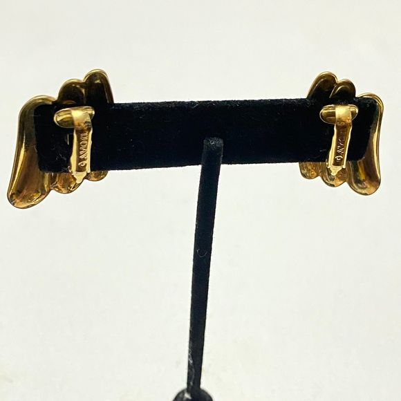 Avon Earrings Geometric Abstract Gold Tone Clip Ons Studs - Picture 4 of 7